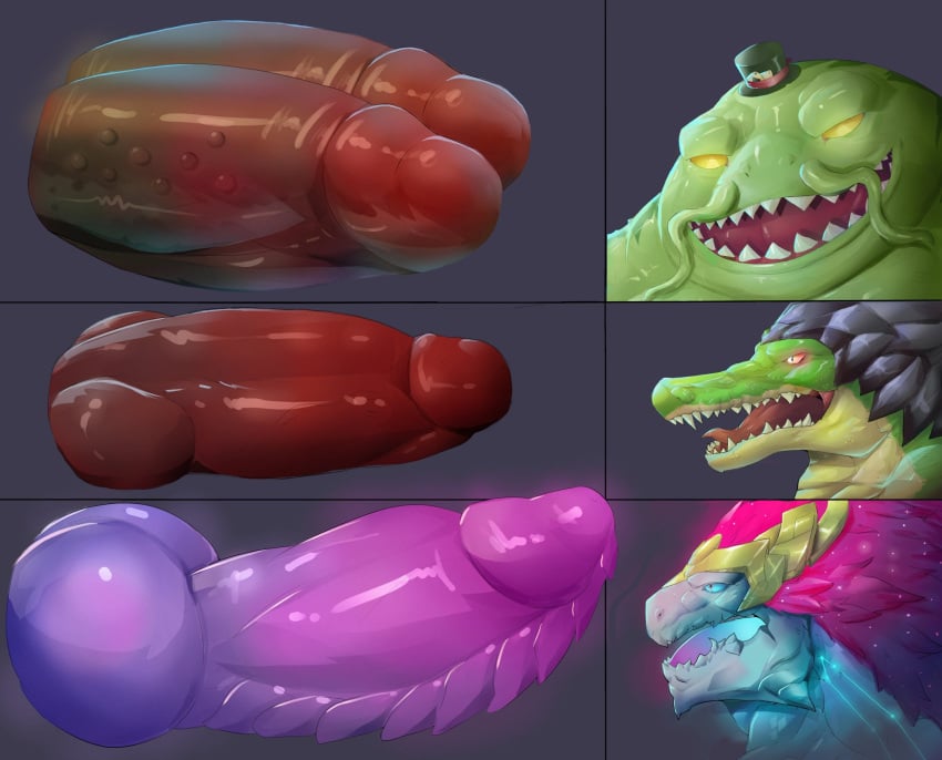 2024 2_penises animal_genitalia anthro aurelion_sol catfish crocodile crocodilian dick_chart digital_drawing_(artwork) digital_media_(artwork) diphallism dragon eastern_dragon erection feral fish genitals group hi_res league_of_legends male male/male marine multi_genitalia multi_penis mythological_creature mythological_scalie mythology nude open_mouth penis renekton reptile riot_games scalie shaded simple_background smile tahm_kench tencent tongue whit3salmon_23