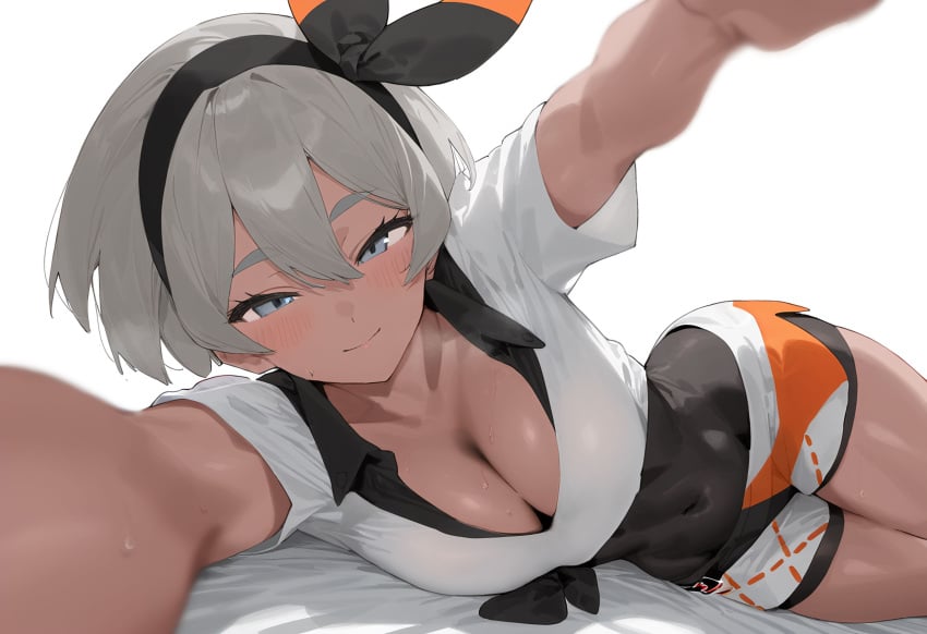 1girls abs ai_generated bare_arms bare_legs bare_shoulders bare_thighs bea_(pokemon) big_breasts clothed clothing color female female_focus female_only fit_female game_freak grey_eyes grey_hair gym_leader hi_res large_breasts light-skinned_female light_skin looking_at_viewer muscles muscular muscular_female nintendo pokemon pokemon_ss pokemon_trainer short_hair solo solo_female tagme thick_thighs