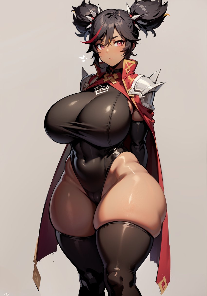 1girls ai_generated big_breasts big_thighs breasts busty curvy dark-skinned_female dark_skin female female_only genshin_impact gigantic_thighs huge_breasts huge_thighs large_breasts large_thighs massive_thighs oatmealdood thick_thighs thighs voluptuous wide_thighs xinyan_(genshin_impact)