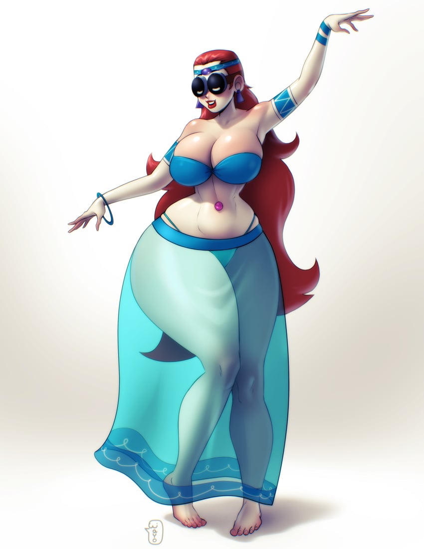 belly_dancer_outfit evil_con_carne major_dr._ghastly red_hair thick_thighs wayo wide_hips