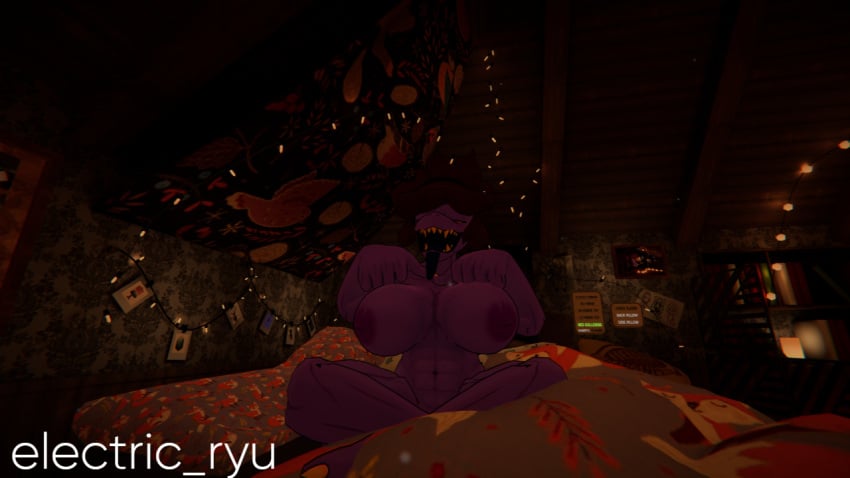 big_ass big_breasts deltarune dino_girl electric_ryu female freckles freckles_on_breasts freckles_on_shoulders muscular_female nude_female purple_skin susie_(deltarune) video vrchat vrchat_avatar yellow_claws yellow_sclera