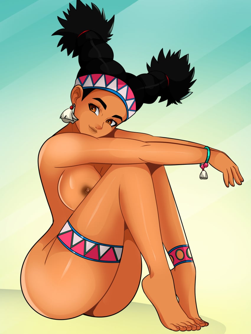 2d ass big_ass big_breasts black_hair dark-skinned_female dark_skin hispanic human human_only lily_hawk sitting sonson-sensei street_fighter street_fighter_6