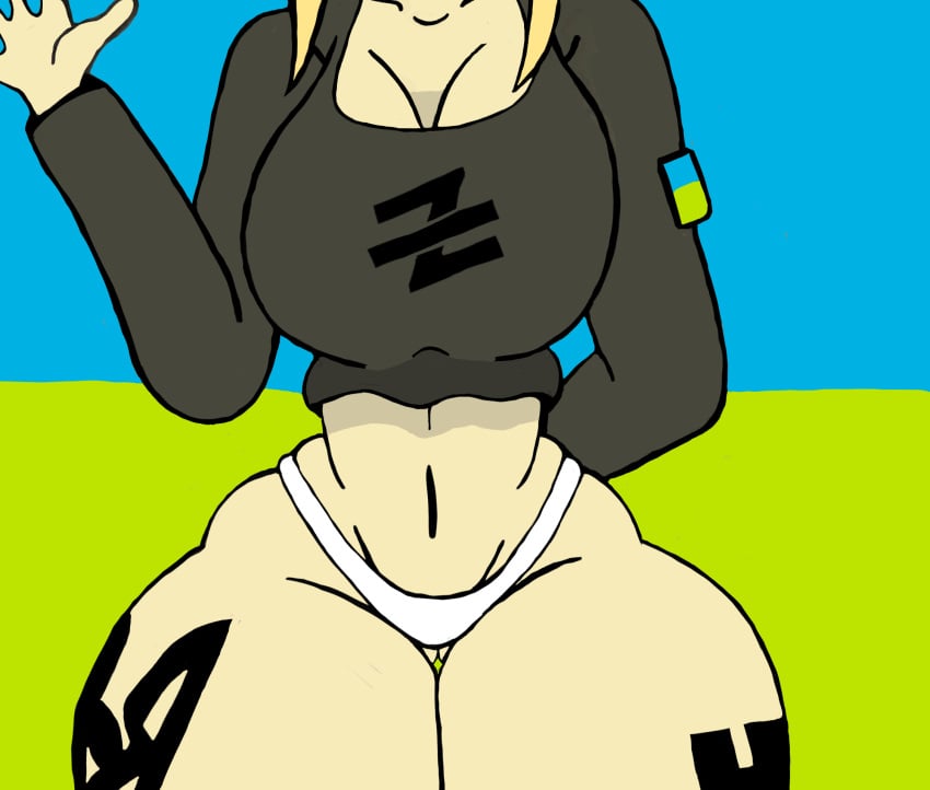 ass_visible_through_thighs crop_top fixed_version huge_breasts long_sleeves navel nazi no_face politics slim thick_thighs tryzub ukrainian ukrainian_flag ukrainian_girl wide_hips