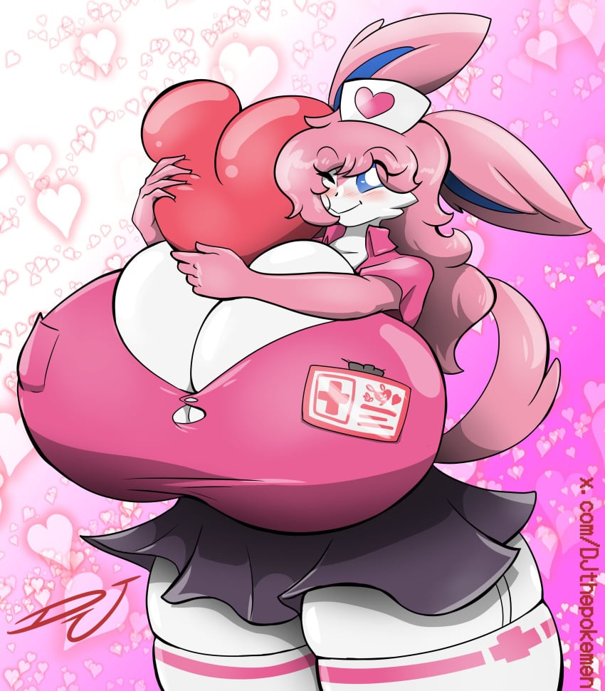 1girls big_breasts blush boob_window breasts cleavage creatures_(company) cute djthepokemen ear eeveelution female game_freak generation_6_pokemon heart huge_breasts large_breasts nintendo nurse nurse_cap nurse_uniform pokémon_(species) pokemon pokemon_(species) pokemon_xy sylveon thick_thighs thighs wide_hips