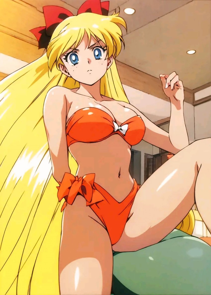 1girls ai_generated artist_request background bikini bishoujo_senshi_sailor_moon blonde_female blonde_hair blonde_hair_female blue_eyes blue_eyes_female bow closed_mouth eyes_open female_only female_solo girl_only hair_ornament hot_female looking_at_viewer medium_ass medium_boobs medium_breasts medium_butt minako_aino mouth_closed only_female only_girl open_eyes orange_bikini red_hair_ornament remastered serious_look sexy small_breasts solo solo_female solo_focus swimsuit thick_legs thick_thighs thighs upscaled yellow_hair yellow_hair_female young young_female young_girl young_woman