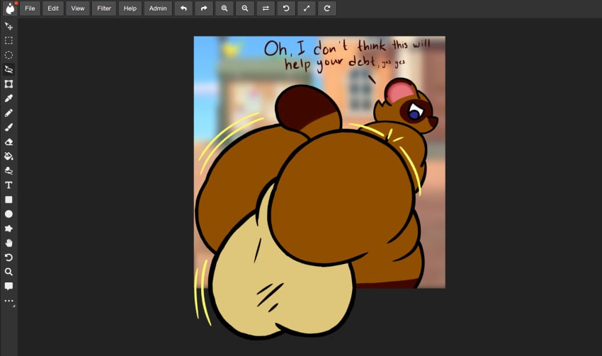 1boy 2024 animal_crossing anthro ass balls ballsack big_balls big_butt blue_eyes body_fur breaking_the_fourth_wall brown_body brown_fur canid canine digital_drawing_(artwork) digital_media_(artwork) drawing_program english_text genitals hi_res huge_balls huge_butt hyper hyper_balls hyper_butt hyper_genitalia looking_back male male_only mammal nintendo notb1rd nude raccoon_dog scrotum simple_background solo tail tanuki testicles text tom_nook