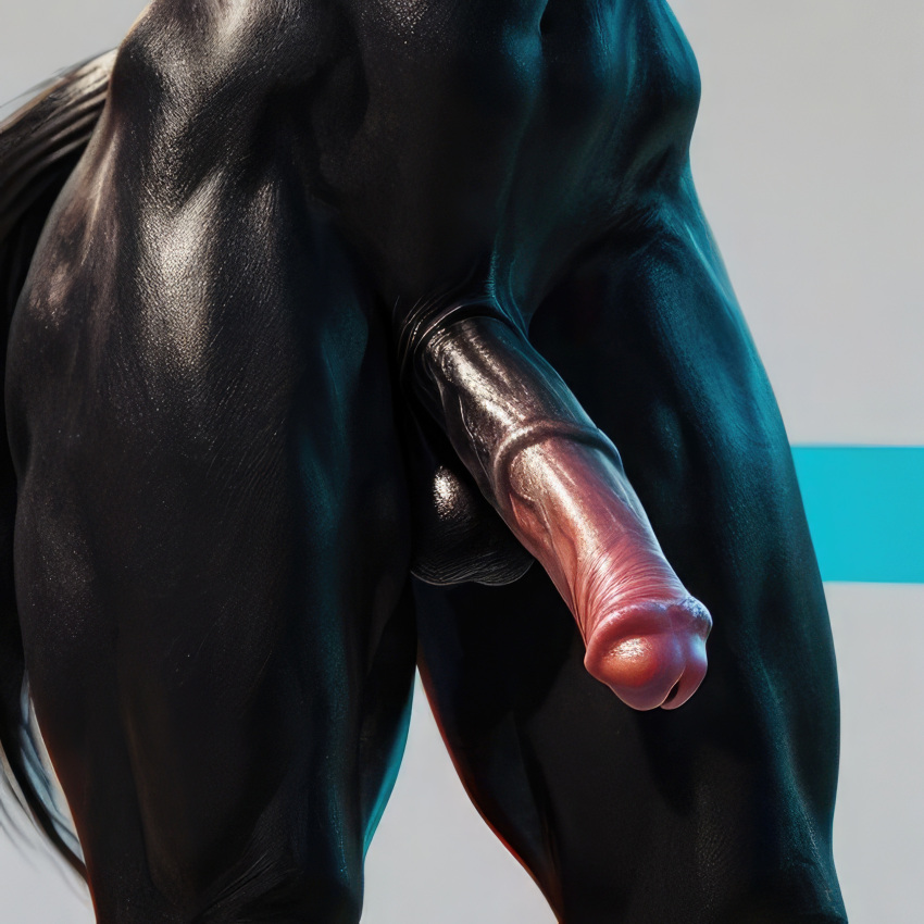 1boy ai_generated anthro anthro_only balls big_penis black_fur close-up equine equine_penis erect_penis erection flared_penis fur furry furry_male hi_res horse horse_penis horsecock large_penis male nude nude_anthro nude_male penis solo solo_anthro solo_male stable_diffusion