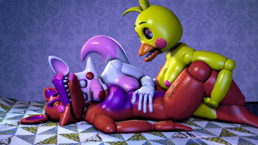 3d 3d_(artwork) 4d 4k animatronic bedroom bedroom_eyes bird bird_girl blue_eyes closed_eyes cuddling disboi215 eyes_open five_nights_at_freddy's five_nights_at_freddy's:_sister_location five_nights_at_freddy's_2 five_nights_at_freddy's_4 fnaf fox fox_ears fox_girl fox_tail hand_on_stomach highres holding_legs lgbt lipstick mangle_(fnaf) oc pink_body pink_cheeks pink_lipstick pink_nipples purple_body red_body red_cheeks red_lipstick robot rosy_cheeks sex_goddess sfm shiny_body shiny_skin sleeping source_filmmaker threesome toy_chica_(fnaf) victoria_(oc) watermark white_body yellow_body yuri