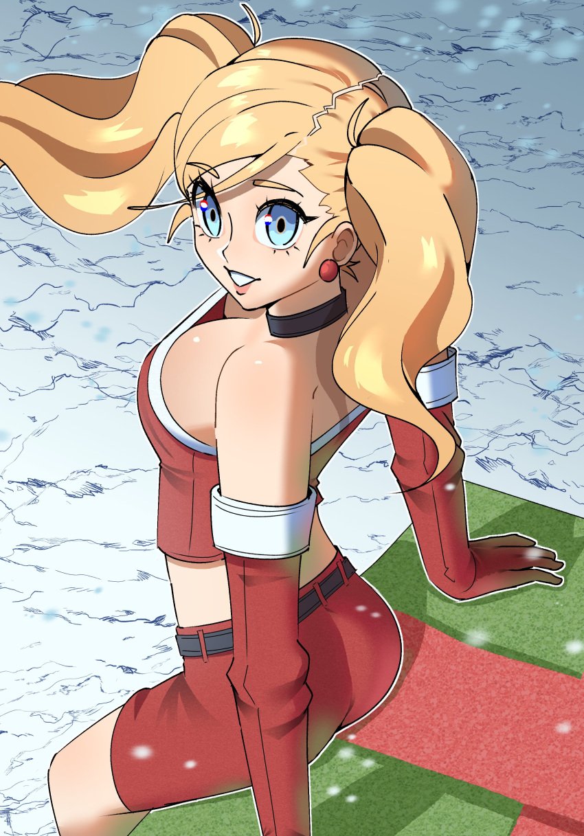 ann_takamaki ass big_breasts breasts choker cleavage crop_top gjh_1 persona persona_5 shorts smile