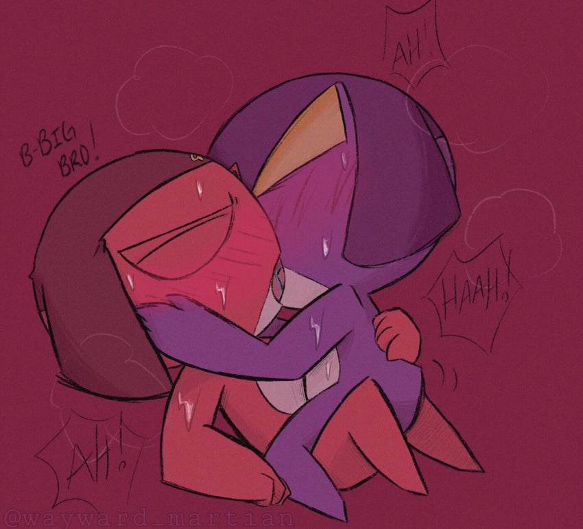 alien brother closed_eyes embrace embracing embracing_another embracing_during_sex embracing_each_other english_text floopy_hat garuru gay gay_sex giroro homosexual incest incest_(lore) keronian keroro_gunsou kissing kissing_while_penetrated making_love making_out male/male male_only male_penetrating male_penetrating_male non-human non-human_only sweat sweatdrop sweating sweaty toony toony_male