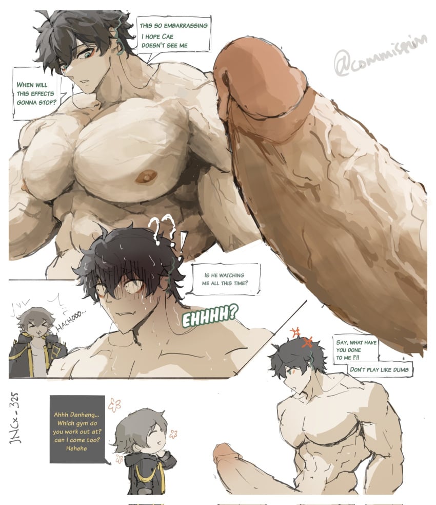 big_penis caelus_(honkai:_star_rail) dan_heng gay honkai:_star_rail hyper_muscles hyper_penis jncx_325 male male_only muscular muscular_male size_difference