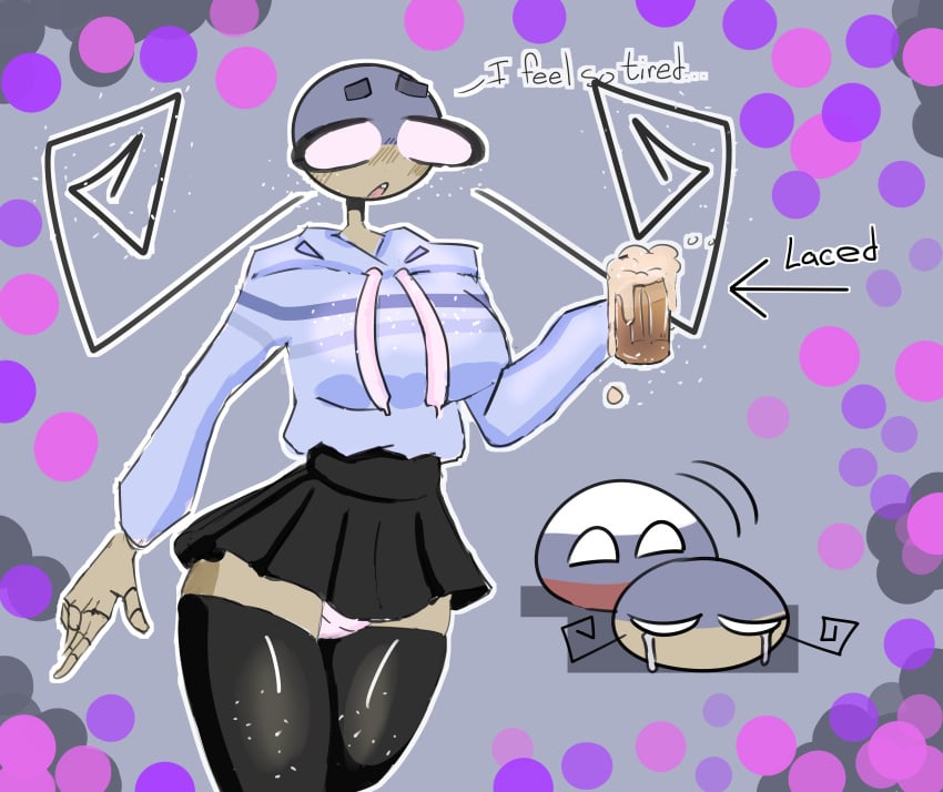 black_stockings countryballs countryhumans countryhumans_girl laced panties panty_shot rape russia_(countryhumans) skirt slav slavic slavic_girl spiked_drink stockings ukraine_(countryhumans) we1rd_dude_style