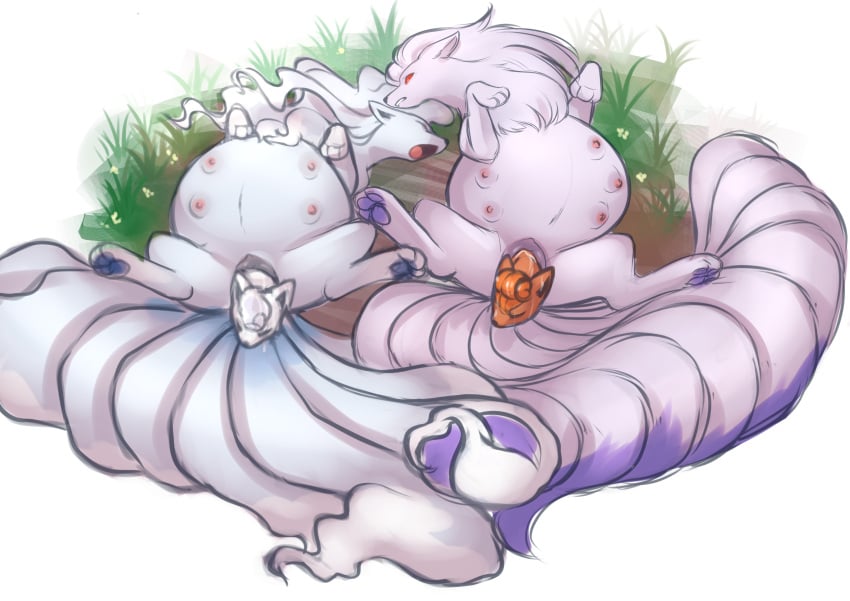 absurd_res alolan_form alolan_ninetales alolan_vulpix animal_genitalia animal_pussy bahnbahn belly big_belly birth canine_genitalia canine_pussy closed_eyes female feral generation_1_pokemon generation_7_pokemon genitals grass group group_birth hi_res huge_belly live_birth ninetales nintendo open_mouth pawpads paws plant pokemon pokemon_(species) pregnant pregnant_female pregnant_feral pussy quadruped red_eyes regional_form_(pokemon) shiny_ninetales shiny_pokemon spread_legs spreading tail vaginal_birth vulpix