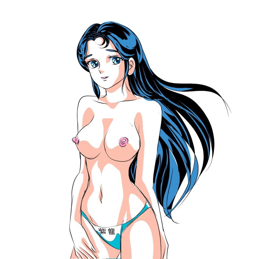 1girls areolae breasts breasts_focus eyebrows eyelashes female female_focus female_only lips long_hair nipples no_bra panties saint_seiya shounen_jump shueisha shunrei solo solo_female solo_focus very_long_hair white_panties