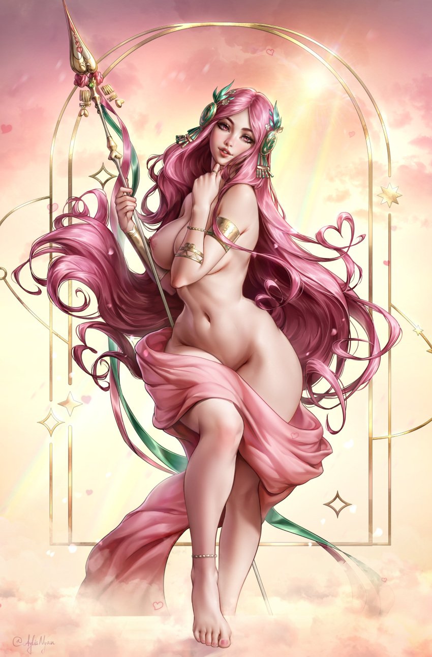 aphrodite_(hades) aylis_nyan divine_dress divine_slut divine_suit goddess hades_(game) hades_2 nail_polish nude nudist pink_hair