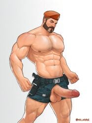 1boy balls bara bara_tits barazoku beard big_balls big_penis boner brimstone_(valorant) clothing erection facial_hair gay hairy hairy_chest hard_on huge_balls huge_cock looking_at_viewer male male_focus male_nipples male_only male_pubic_hair manly muscular_male nipples penis penis_out riot_games solo solo_male valorant vir_vidal yaoi