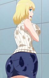 alisa_(katainaka_ni_totsui_de_kita_russia_musume_to_h_shimakuru_ohanashi) anime_screencap big_ass big_breasts blonde_hair blue_eyes katainaka_ni_totsui_de_kita_russia_musume_to_h_shimakuru_ohanashi mature_female milf ova russian_female russian_girl short_hair skirt solo sweater wet_clothes