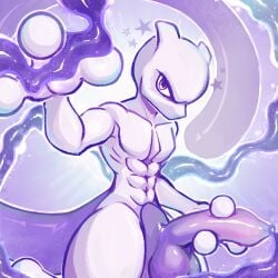 2024 abs anthro balls bodily_fluids felid feline foreskin generation_1_pokemon genital_fluids genitals hi_res himbohotterline leaking_precum legendary_pokemon male mammal mewtwo muscular muscular_male nintendo penis pokemon pokemon_(species) precum purple_eyes solo telekinesis white_body