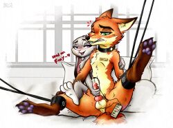 anthro bondage canid canine disney duo female femdom fox hi_res judy_hopps lagomorph leporid male mammal nick_wilde nightfury2020 penetration rabbit restrained restraints urethra urethral urethral_penetration zootopia zootopia+