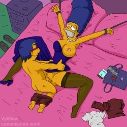 aged_up clothed clothed_female clothed_sex dress duct_tape duct_tape_gag gag gagged gagged_female legs_spread marge_simpson milf milhouse_van_houten missionary_position mother mother_and_son's_friend netorare ntr penis phone_ringing rape restrained tears the_simpsons tied tied_hands tied_up vaginal_insertion vaginal_penetration vaginal_sex vylfgor yellow_body