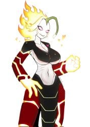 alien ben_10 chaquetrix female fire fish_girl fusion heatblast large_breasts navel piscciss_volann pyronite ripjaws underboob wide_hips