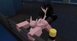 1boy 1boy1girl 1girls 3d animated furry furry_female human human_on_furry kaiju_paradise kawaii_shork_(kaiju_paradise) lowres pink_body pink_fur pool poolside request roblox roblox_game self_upload shark shark_fin shark_girl shark_tail shorks_(kaiju_paradise) uwu_cat_(artist) vaginal_penetration vaginal_sex