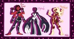 3girls alien ben_10 chaquetrix female fire fourarms galvanic_mechamorph heatblast long_hair muscular_female pyronite rule_63 selkry tetramand thick_thighs upgrade upgrade_(ben_10)