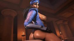 3d ana_amari animated arhoangel beret blizzard_entertainment breasts brown_skin bubble_butt captain_amari dark-skinned_female dark_skin dat_ass egyptian interracial no_sound overwatch pale-skinned_male pale_skin penetration sex source_filmmaker temple_of_anubis_(map) video voluptuous