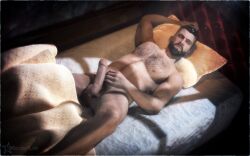 3d 3d_(artwork) 3d_model erection f0-star jonathan_reid lean_body lean_muscle lying_on_bed male male_focus male_only male_pov masculine naked naked_male nude nude_male solo solo_focus solo_male uncut_penis vampyr