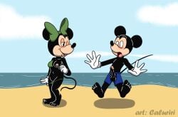 2023 anthro anthro_only artist_name balls beach bikini black_body black_fur black_nose blush breasts caluriri circumcised clothing cloud countershading disney duo erection eyelashes feet female fur genitals gloves half-closed_eyes handwear male male/female mammal mickey_mouse minnie_mouse mouse murid murine narrowed_eyes navel nipples one_eye_closed open_mouth penis pink_tongue pussy rodent sand seaside sky surprise swimming_trunks swimwear tail tan_body tan_countershading teasing toes tongue undressing water