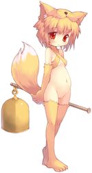 1girls animal_ears bell belly blonde_hair elbow_gloves fat_mons female female_only fox_ear gloves highres moonlight_flower navel pixiv_manga_sample pussy ragnarok_online red_eyes short_hair solo standing tail thighhighs toe_socks toes tsuderou uncensored