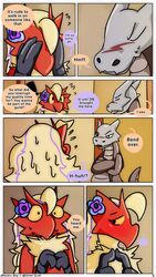 9:16 absurd_res anthro avian blaziken blonde_hair blush comic duo english_text feral gray_(nasty-pink) hair hi_res highlights_(coloring) imminent_sex long_hair male_blaziken marowak nasty-pink nintendo otterjunk page_5 pokemon pokemon_(species) racha_(otterjunk) scalie scar text video_games