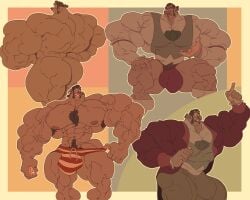 anthro balls bara big_balls big_muscles big_penis bulge clothing delbert_doppler disney fully_clothed furry glasses hyper_muscles male male_only muscles muscular penis remert sitting solo solo_male thong tight_clothing treasure_planet