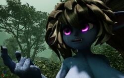 1girls blue_skin breasts get_your_yordles_off league_of_legends moistcavitymap naked naked_female poppy purple_eyes yordle