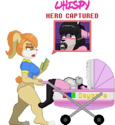 1boy 1girls animated anthro blush bunny_girl clover_(doggie_bones) defeated_hero diaper doggie_bones femdom filming happy_heart_panic humiliation infantilism loop mommy_dom mommy_kink pacifier pixel_animation pixel_art public_humiliation side_view smartphone streaming stroller transparent_background whispy