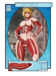 1futa annie_leonhardt attack_on_titan balls big_breasts big_penis breasts casual erection featureless_breasts female_titan futa_card futa_only futanari human humanoid humanoid_penis intersex measurements pale_skin penis self_upload shotdke solo standing thick_penis thick_thighs