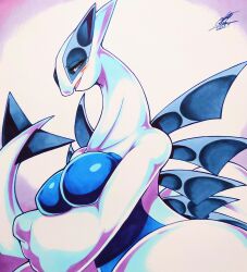 025aki 1girls 2023 abstract_background anthro anthro_only big_breasts blue_eyes blush blush_lines breasts dated eyelashes featureless_breasts female female_only female_pokemon generation_2_pokemon half-closed_eyes hand_under_breasts huge_breasts legendary_pokémon legendary_pokemon looking_at_viewer lugia pointy_breasts pokémon_(species) pokemon pokemon_(species) pokemon_gsc signature white_body wide_hips