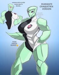 1girls alien alien_girl alien_humanoid ben_10 chaquetrix diamondhead golem huge_breasts leotard mineral_fauna mineral_humanoid petrosapien pink_hair rock rock_creature rock_humanoid rompecaderasgod solo spanish_text thick_thighs translated wide_hips