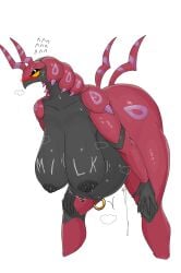 1girls anthro areolae ass belly_piercing big_breasts black_body black_skin blush breasts eyeshadow female female_only gigantic_breasts im51nn5 large_breasts looking_at_viewer nintendo nipples piercing pokémon_(species) pokemon pokemon_only pregnant pregnant_female red_body scolipede thick_thighs thighs wide_hips