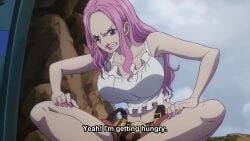 1girls 2boys aged_up anime casual_nudity chopper female japanese_voice_acting jewelry_bonney jinbe male monkey_d_luffy no_bra official_art official_copyright one_piece one_piece:_egghead_arc stripping tagme video wet wet_body wet_clothes wet_clothing wet_skin