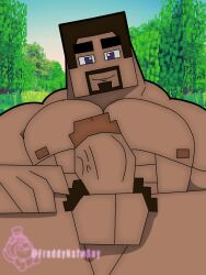 balls bara blocky blocky_body fredbearnstwgay freddynetwgay gay minecraft muscular_male solo solo_focus solo_male steve_(minecraft) tick_tock_meme