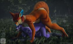 3d_(artwork) anal anal_sex animal_genitalia animal_penis canine_genitalia canine_penis digital_media_(artwork) forest genitals hi_res kangaroo kangaroo_genitalia macropod mammal marsupial penetration penis plant purple_fox tree zach_kangaroo