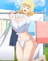 alisa_(katainaka_ni_totsui_de_kita_russia_musume_to_h_shimakuru_ohanashi) anime_screencap big_breasts blonde_hair closed_eyes katainaka_ni_totsui_de_kita_russia_musume_to_h_shimakuru_ohanashi mature_female milf ova russian_female russian_girl short_hair smile solo