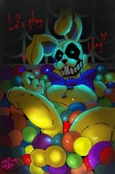 anthro ball_pit balls boner cock dick erection fazbear_frights five_nights_at_freddy's into_the_pit legs_apart male male_only mylittvalentine nude penis pit_spring_bonnie_(fnafitp) presenting rabbit solo solo_focus spring_bonnie spring_bonnie_(fnaf)