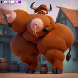 2020s 2024 4k ai_generated anthro areola areolae bbw big_breasts big_nipples breasts brown_fur brown_skin cattle chubby chubby_anthro chubby_female dreamworks fat highres hips hips_wider_than_shoulders holding holding_breast hooves horns huge_breasts huge_hips huge_thighs hyper hyper_breasts lactation large_nipples looking_at_viewer mammal massive_ass massive_breasts massive_thighs matronai_(artist) mature mature_female mature_woman milk milk_squirt naked naked_female nipples nude nude_female obese obese_anthro obese_female overweight overweight_anthro overweight_female pajuna patreon pinup solo solo_female solo_focus ssbbw stable_diffusion the_adventures_of_puss_in_boots thick thick_ass thick_hips thick_thighs thighs wide_hips