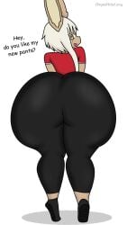 aged_up ass ass_bigger_than_head ass_focus back_view big_ass bubble_butt clothed dropedartist furry furry_female furry_only huge_ass looking_at_viewer made_in_abyss nanachi pants pink_hair rear_view shortstack talking talking_to_viewer text thick_ass thick_thighs tight_clothes tight_clothing