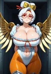 ai_generated big_breasts breasts cleavage female huge_breasts large_breasts nintendo purah purah_(tears_of_the_kingdom) solo the_legend_of_zelda white_dress white_hair