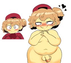 1boy 2024 backwards_baseball_cap balls baseball_cap bear_(game) bedroom_eyes blonde_hair blush blushing_profusely chal_(bear) chubby chubby_belly curly_hair fat fat_thighs furrowed_brow grin grinning_at_viewer grossthing_(artist) half-closed_eyes hands_together hat_only heart horny human humanoid looking_at_viewer medium_hair moobs naked navel penis plump roblox roblox_game robloxian simple_background testicles thick thick_thighs thighs tied_hair white_background white_eyes yellow_body yellow_skin