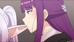 animated asmr ear_licking ear_sucking elf elf_ears fern_(sousou_no_frieren) frieren majin_mallow masinmaro purple_hair sound sousou_no_frieren tagme video yuri