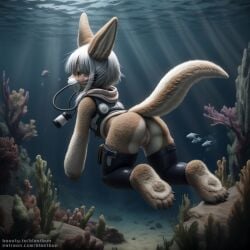 ai_generated blastbun furry furry_female made_in_abyss naked narehate nsfw pussy scuba_diving solo underwater